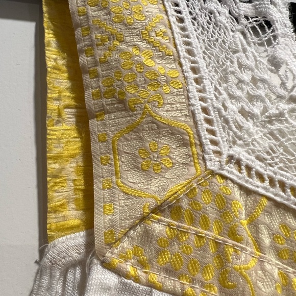 Free People Prairie Days Crochet Lace Tank Top Yellow & White - Picture 3 of 5
